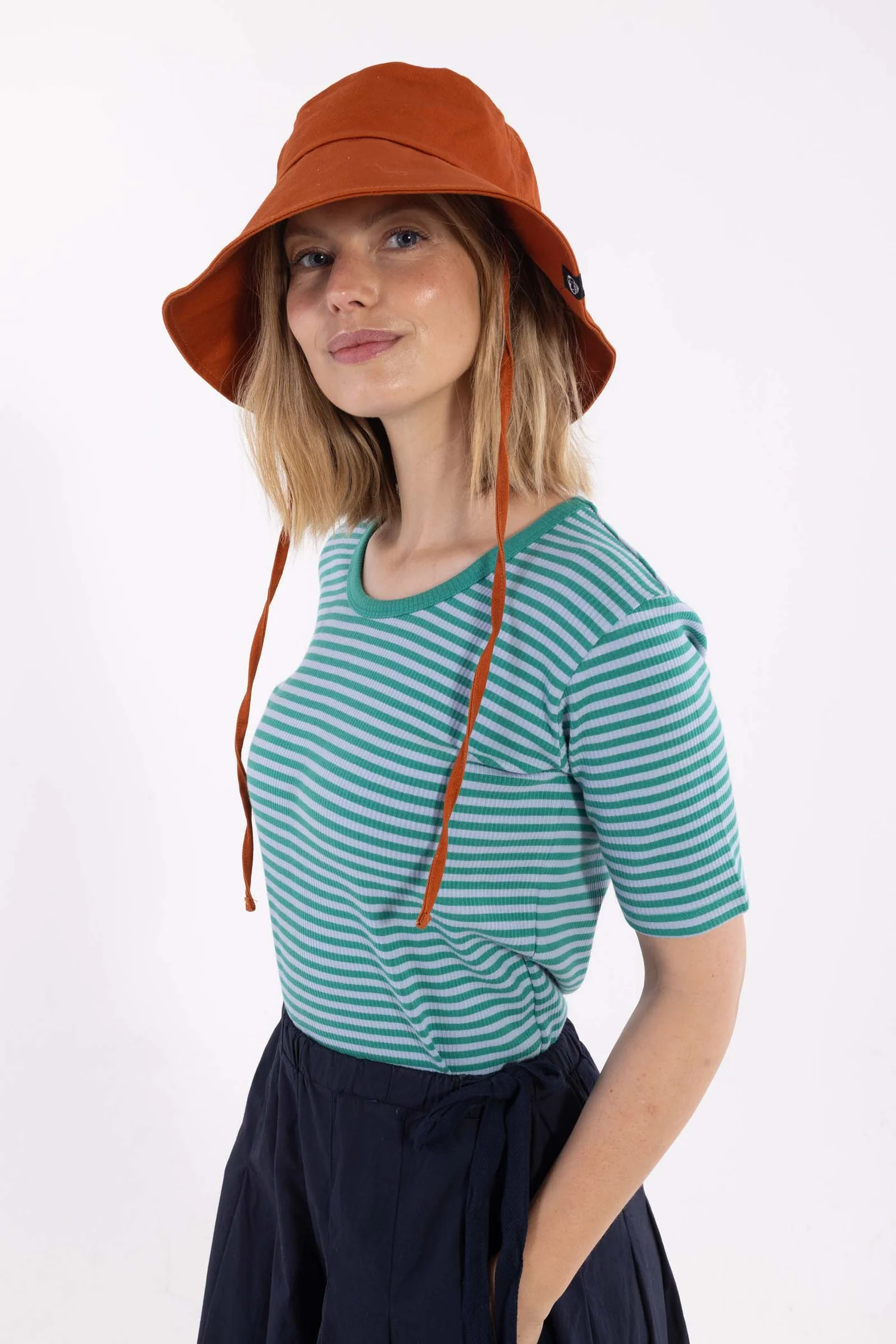 Danefae Danerolemodel Ribbing Tee Cold Sky/Teal Lake, T-Shirt gerippt, Streifen   