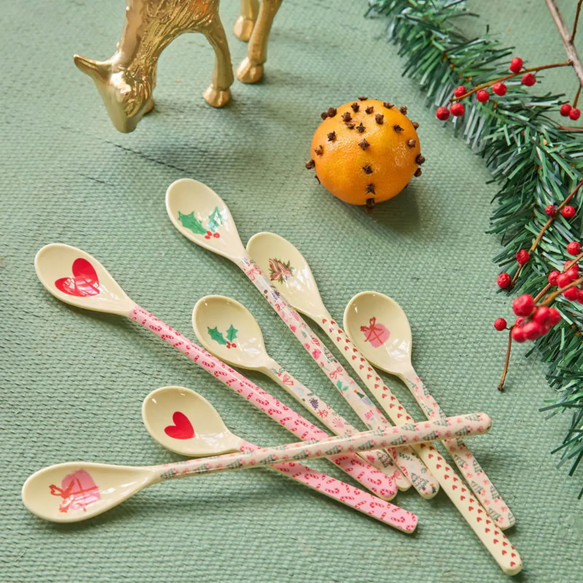 Rice Melamin Weihnachtslöffel/Latte-Löffel Candy & Herz
