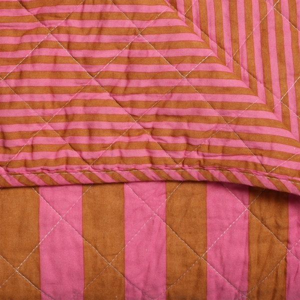 Quilt Streifen Pink-Braun, 140x180 cm, Plaid