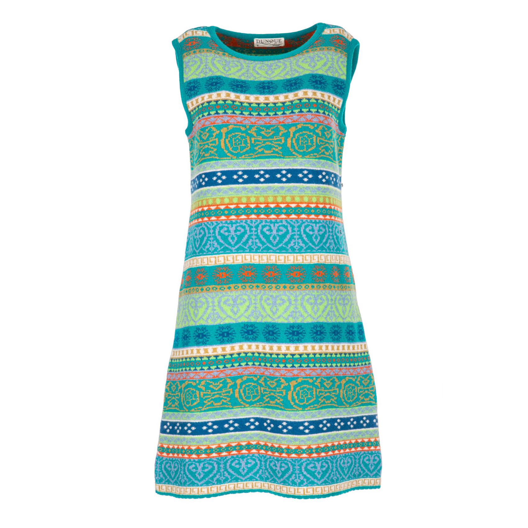 DUNQUE Jacquard-Tunikakleid "PIA" ohne Arm, Farbe ozean-bunt, Made in Germany 