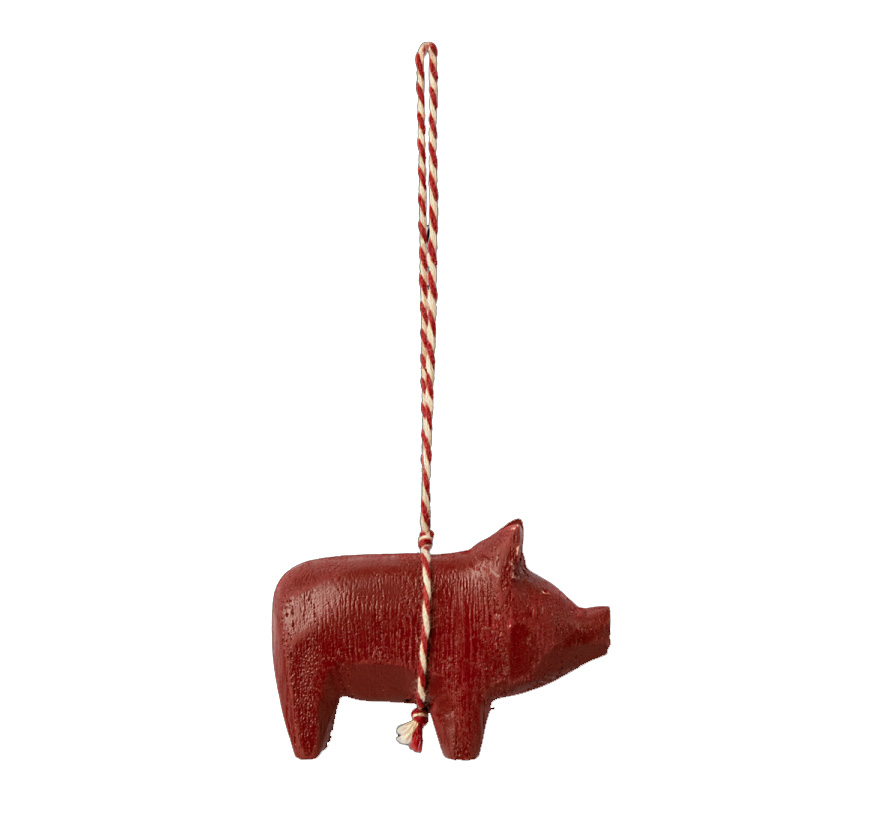 Maileg Schwein Anhänger Holz rot, ca. 7 cm 