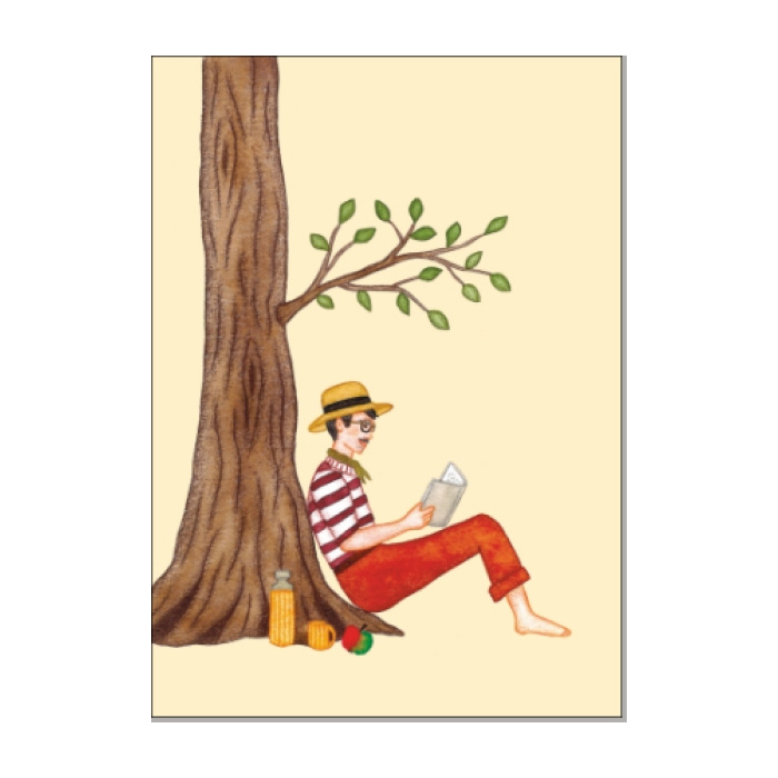 Postkarte Mann unter Baum von ask a duck 