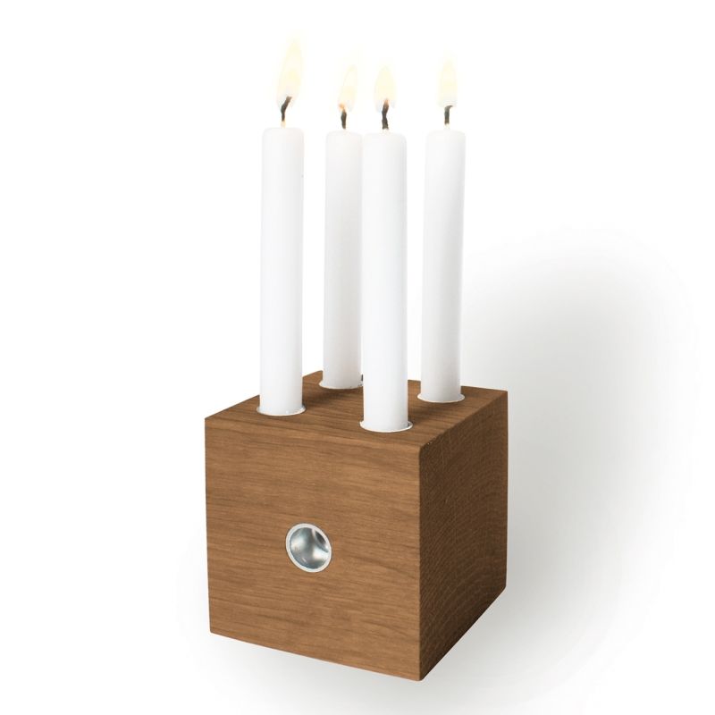 % ADVENT Lichtwürfel, Eiche dunkel, inkl. 10 Kerzen, 7x7x7cm von Raumgestalt 