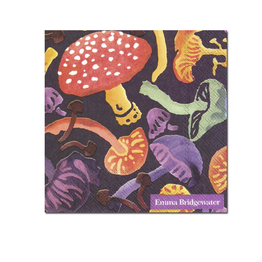 Papierservietten klein WILD MUSHROOMS violet , Pilze , 25 x 25 cm  von Emma Bridgewater