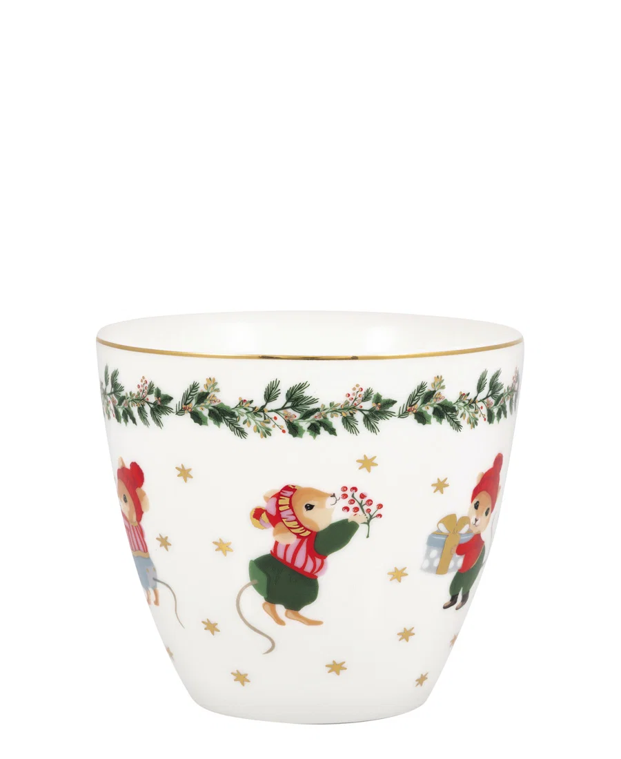 Greengate Latte cup Joanni white, Weihnachtsmäuse