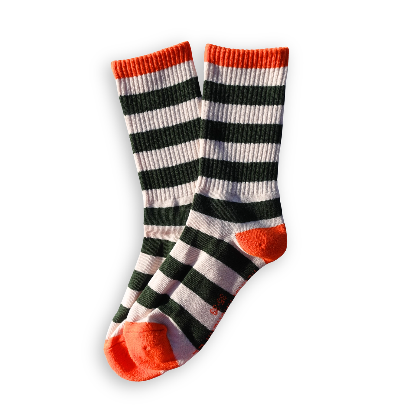 SOCKEN - Streifen dunkelgrün - orange, Größe 35-39