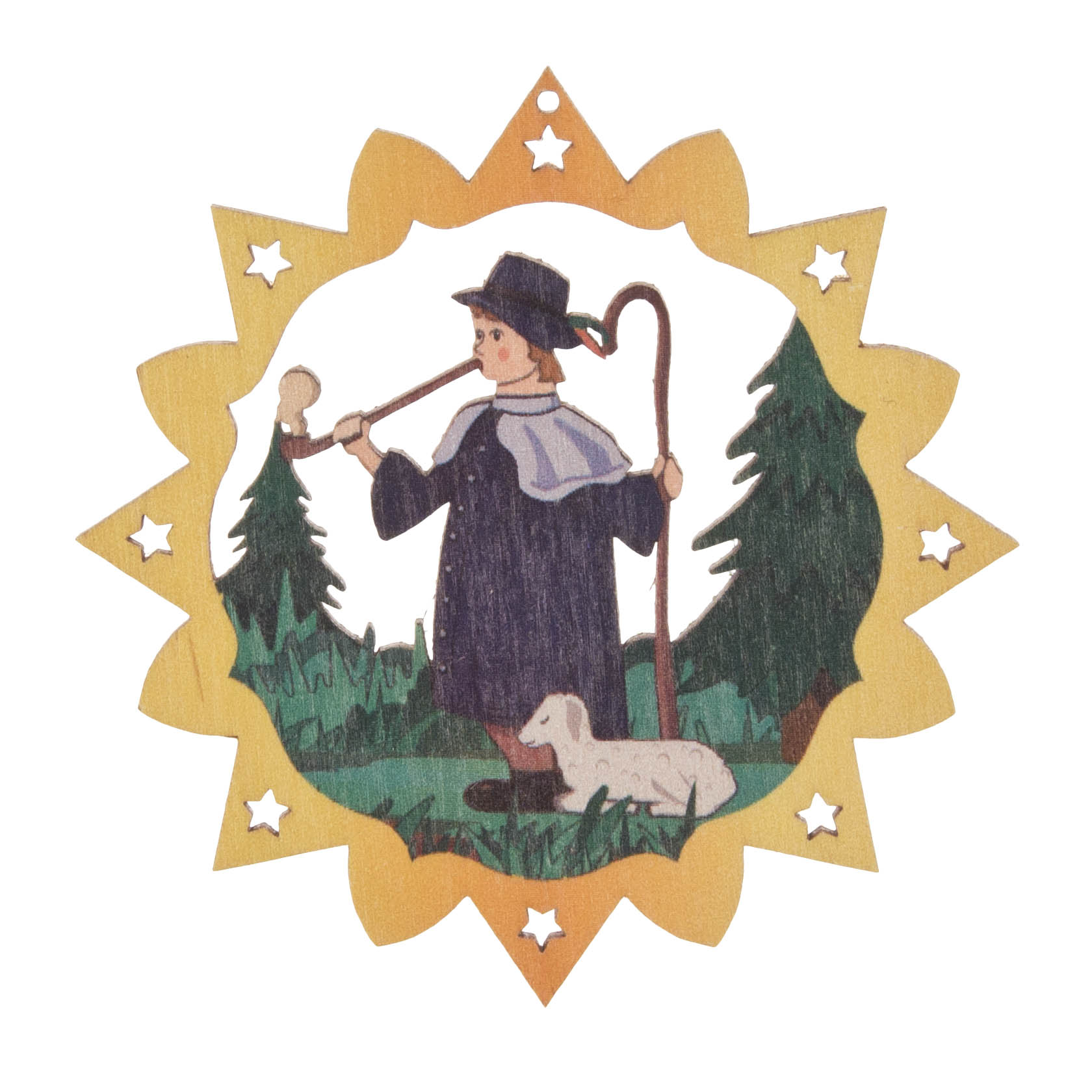 Erzgebirge Anhänger/Behang Räuchermann Schäfer bunt, D.ca. 6 cm , pro Stück    