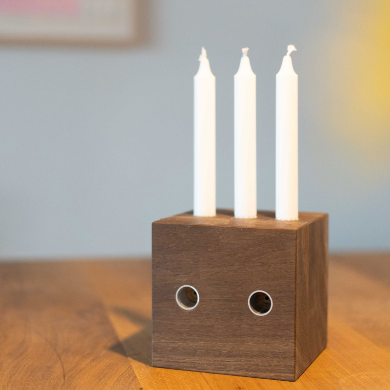 % ADVENT Lichtwürfel, Eiche dunkel, inkl. 10 Kerzen, 7x7x7cm von Raumgestalt 