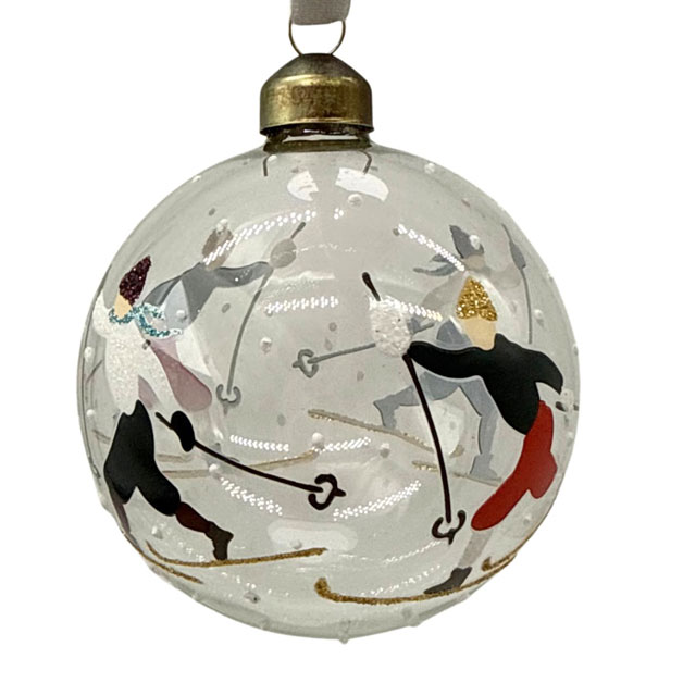 Weihnachtskugel Skilanglauf, transparent , ca. 8 cm, ORNAMENT SLOPES CROSS COUNTRY S