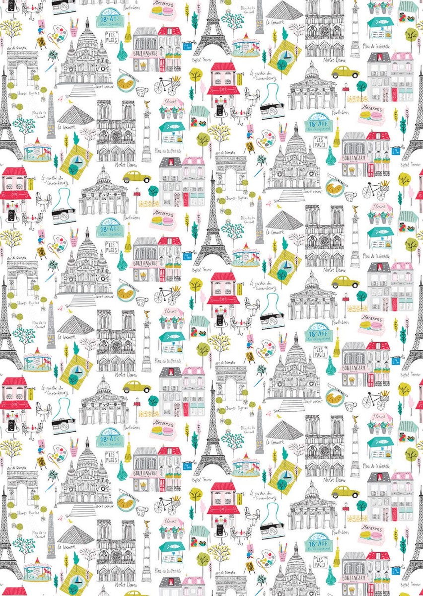 Geschenkpapier PARIS von Jessica Hogarth, ca. 50 x 70 cm   