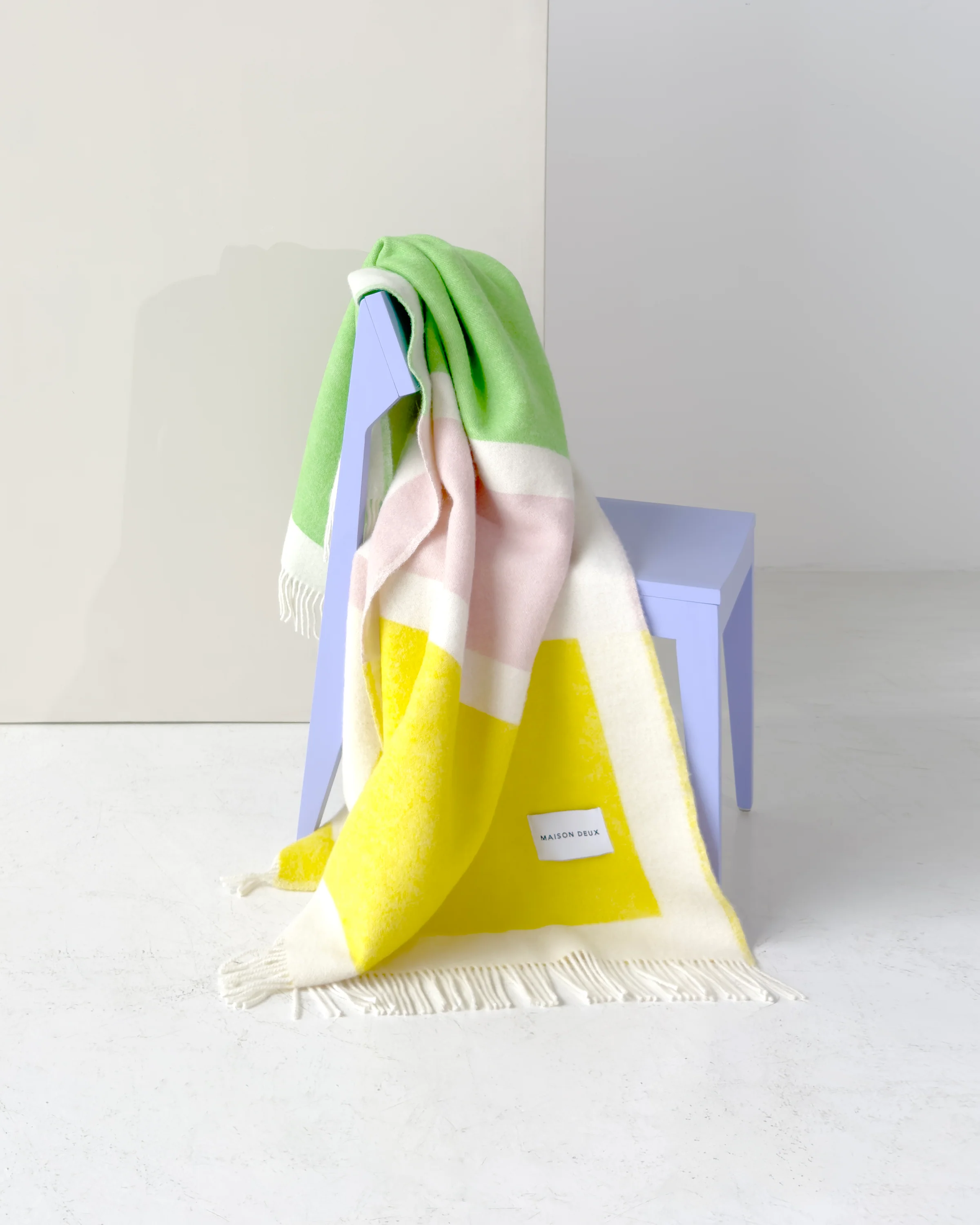 Maison Deux Wolldecke Color Block No.2 Gelb, ca. 130 x 200 cm, Plaid, 100 % Wolle  