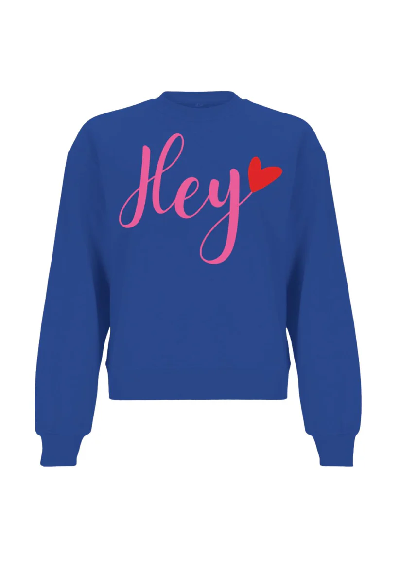 % Sweatshirt "HEY" mit Print in Puffy Optik