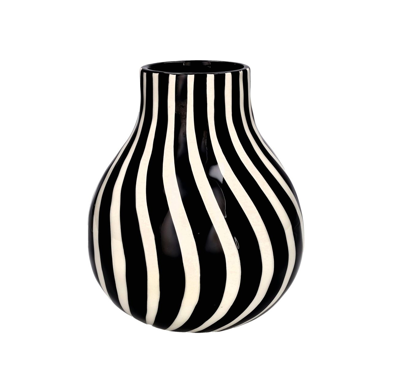 Artisan, Vase, Gestreift, M, Schwarz-weiß, Streifen, Höhe ca. 20 cm