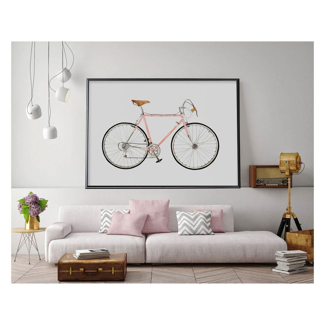 Leo La Douce Kunstdruck A3, Plakat Pink Racer, Fahrrad Rosa