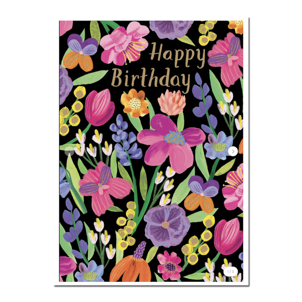 Roger la Borde Geburtstagskarte Flowers Happy Birthday, Vibrant Floral Birthday Greeting Card