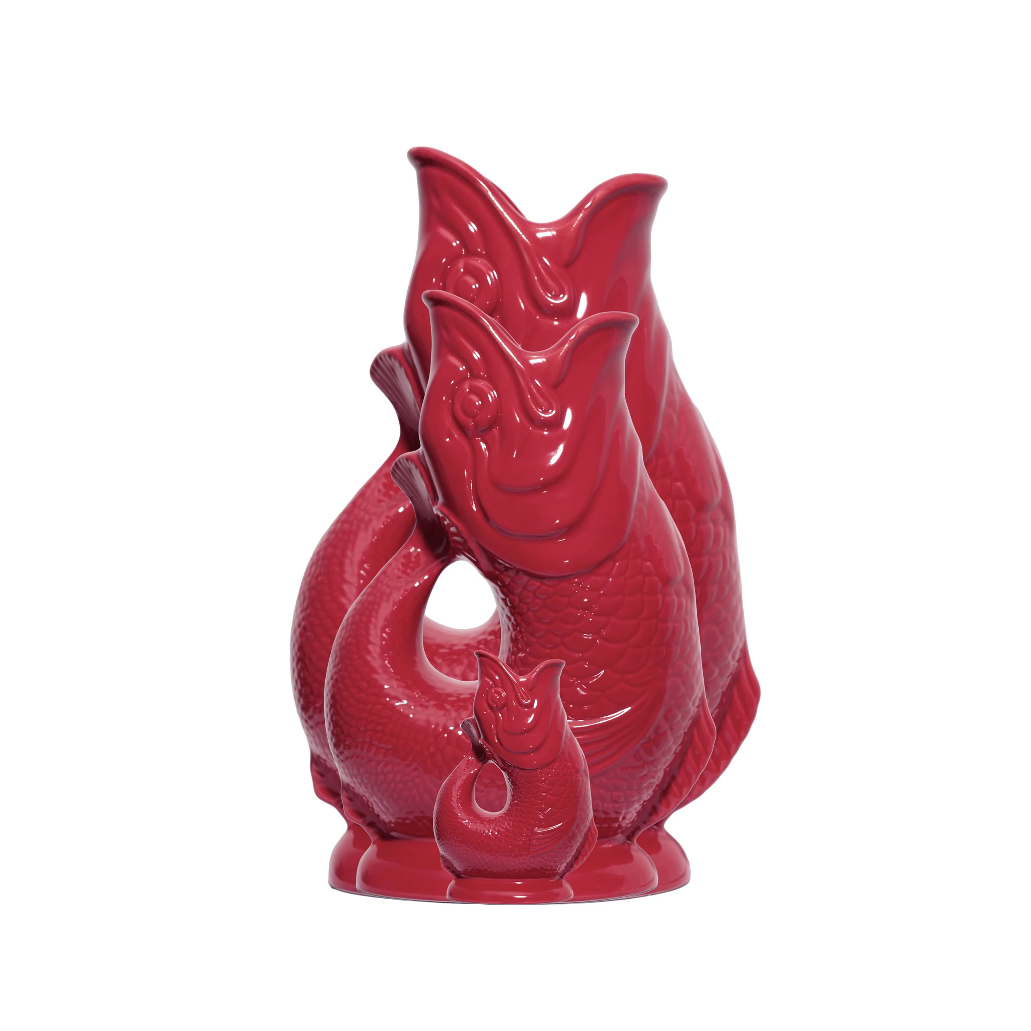 Gluckigluck  Fisch Karaffe/ Wasserkrug XL Cranberry ca. 1,1 L, Höhe ca. 27 cm