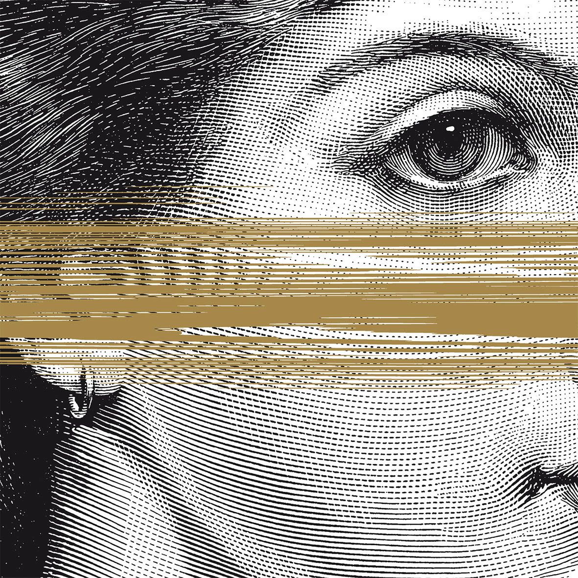 Papierservietten Black & White "Golden Eye",  33 x 33 cm  von PPD  