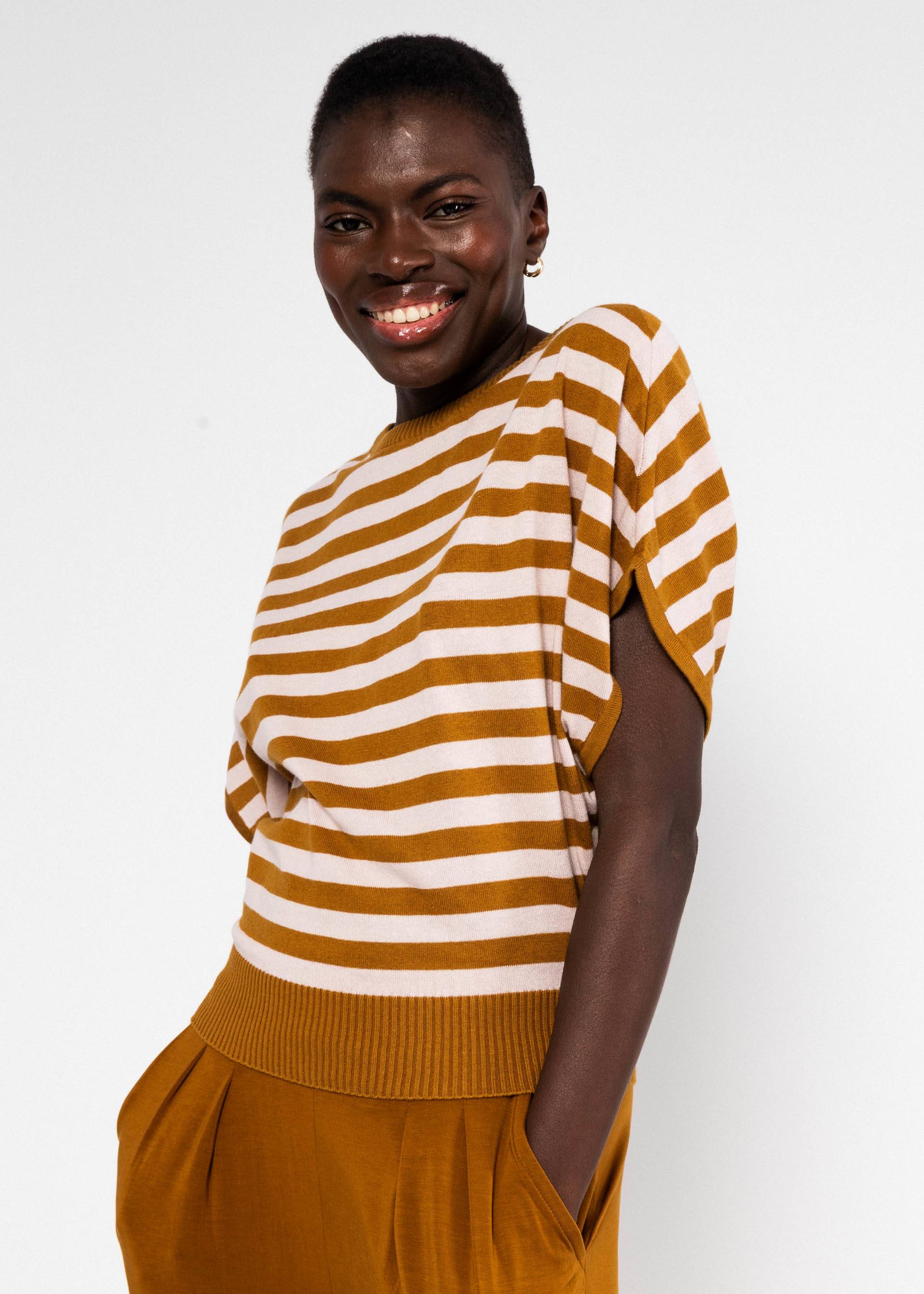 Blutsgeschwister Strickoberteil Picnic Friend- chic knit stripe brown