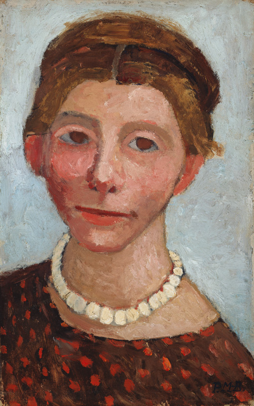 Postkarte Paula Modersohn-Becker "Selbstbildnis mit weißer Perlenkette, 1906"  Kunst