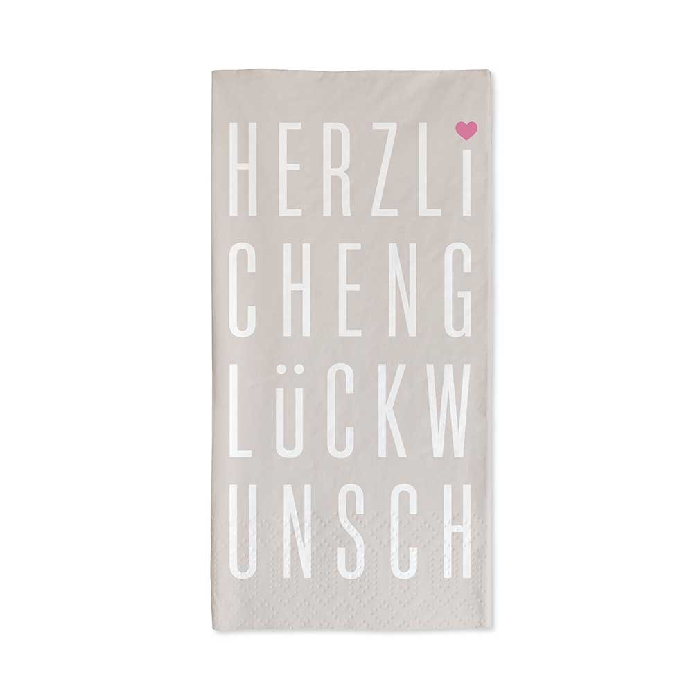 Serviette Hochformat " Herzlichen Glückwunsch"  