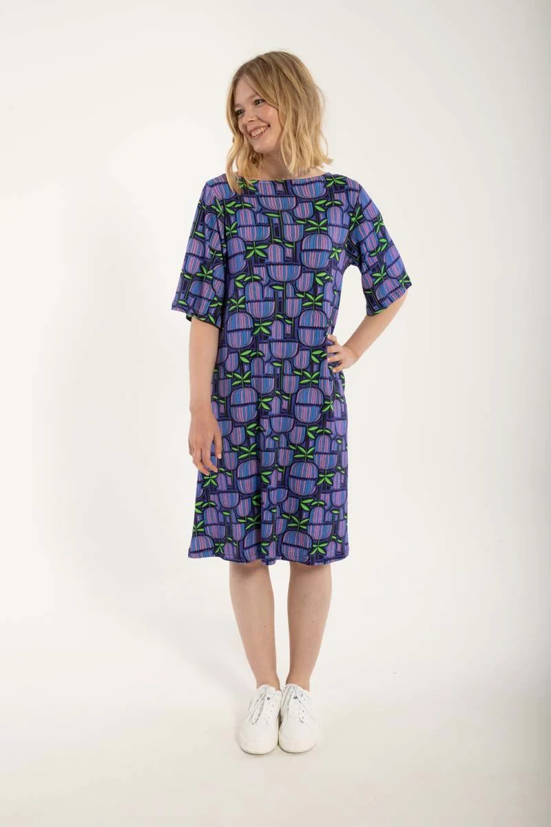 % Danefae Danesymfoni Interlock Dress, Kleid , Navy GERMANITE %