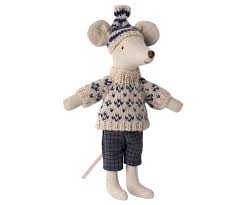 Maileg Wintermaus mit Skiset, Papa - Blau