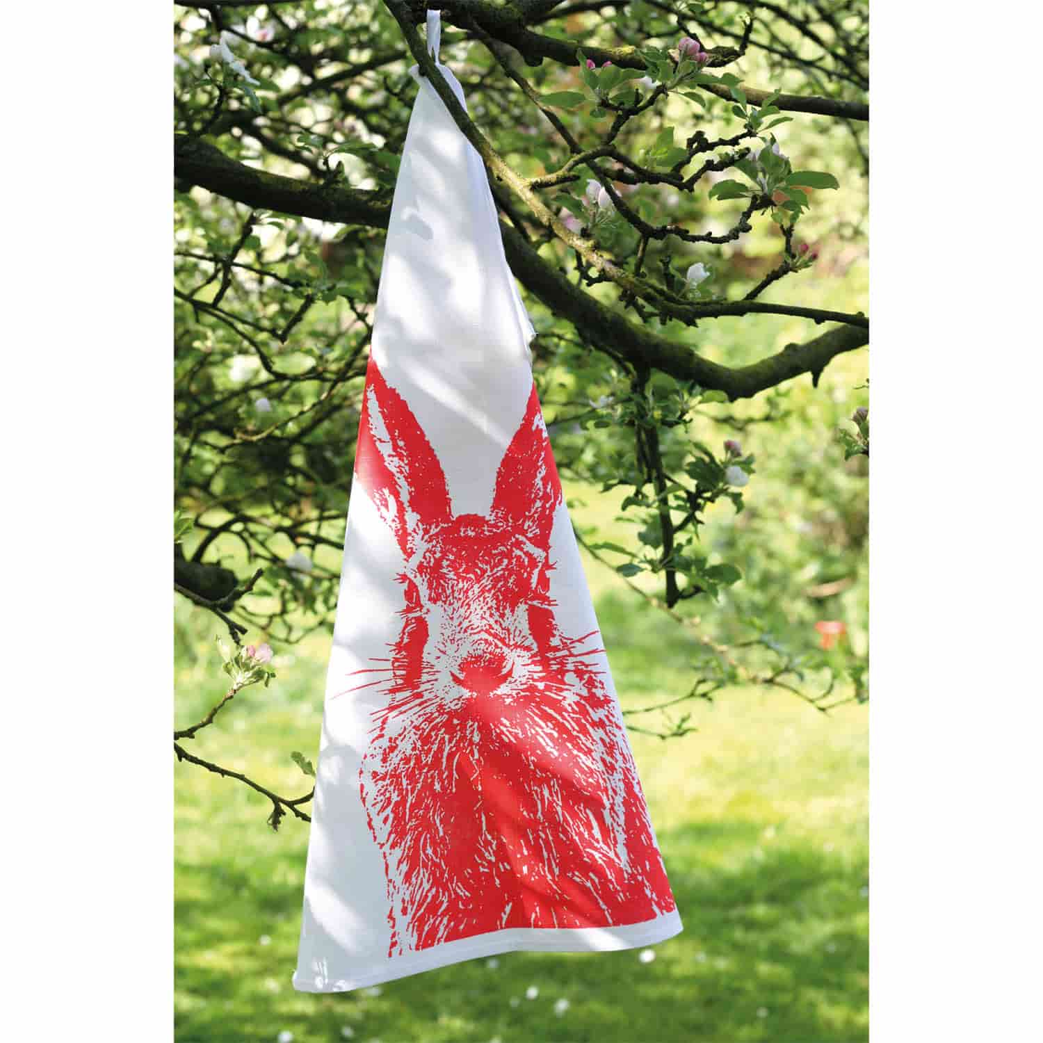 Frohstoff Geschirrtuch - Hase, NEON ORANGE, Halbleinen weiß