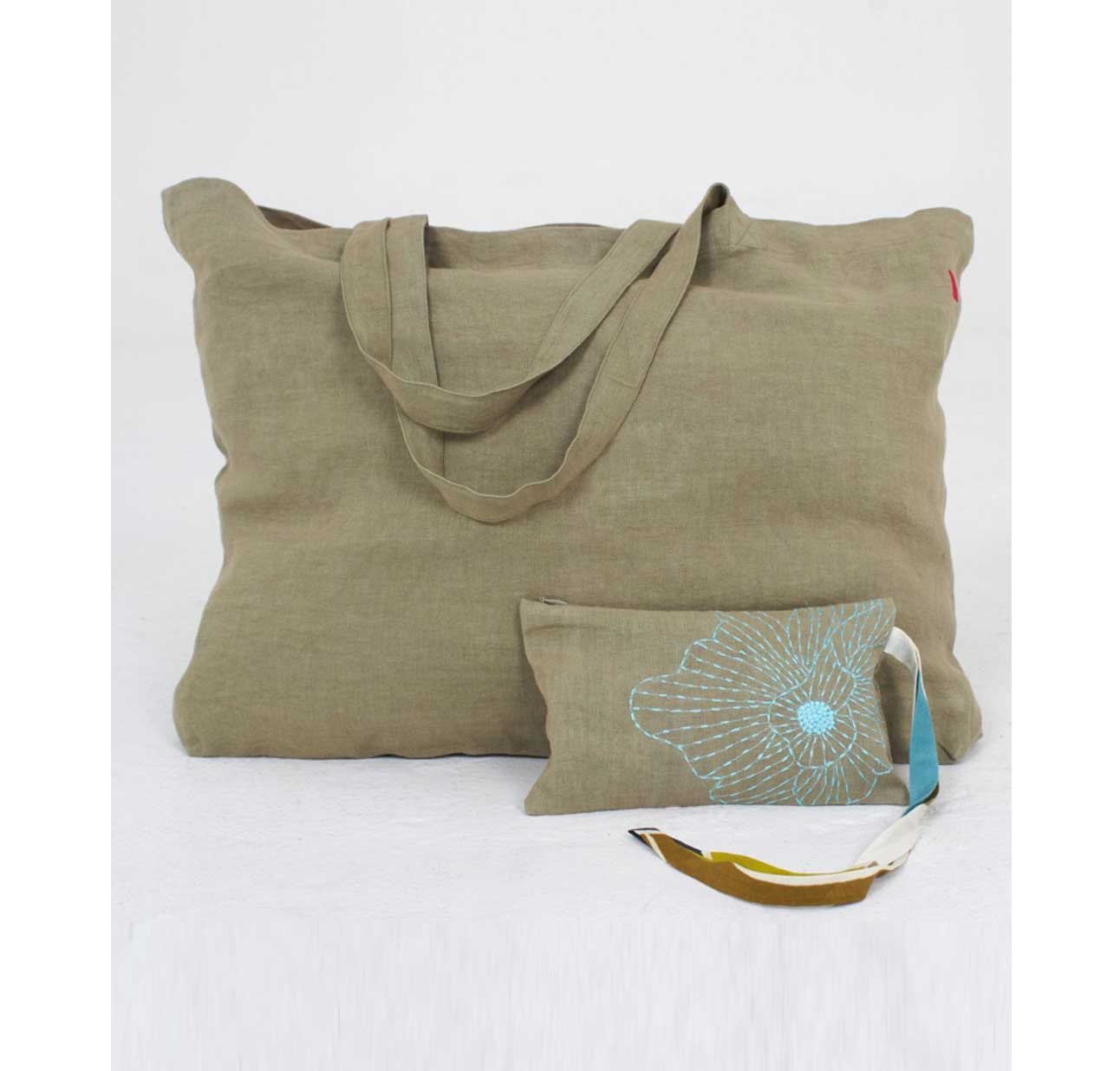 Tasche FRANCES KHAKI aus 100% Leinen von Shalls Barcelona   