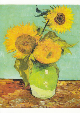 Postkarte Vincent van Gogh "Drei Sonnenblumen in einer Vase, 1888  "    Kunst
