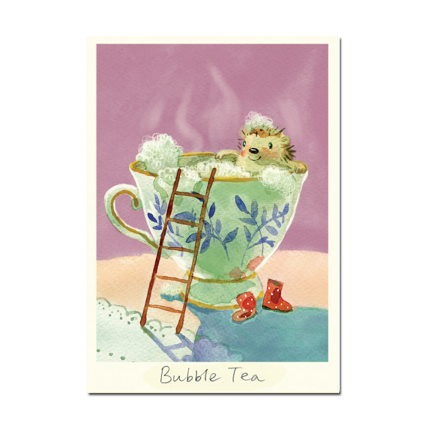 Two Bad Mice Doppelkarte "Bubble Tea"  von Anna Shuttlewood  , Igel