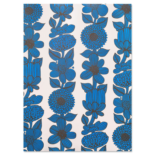 Geschenkpapier Stig Lindberg Blaue Blumen/ Astern, ca. 50 x 70 cm, 1 Papierbogen