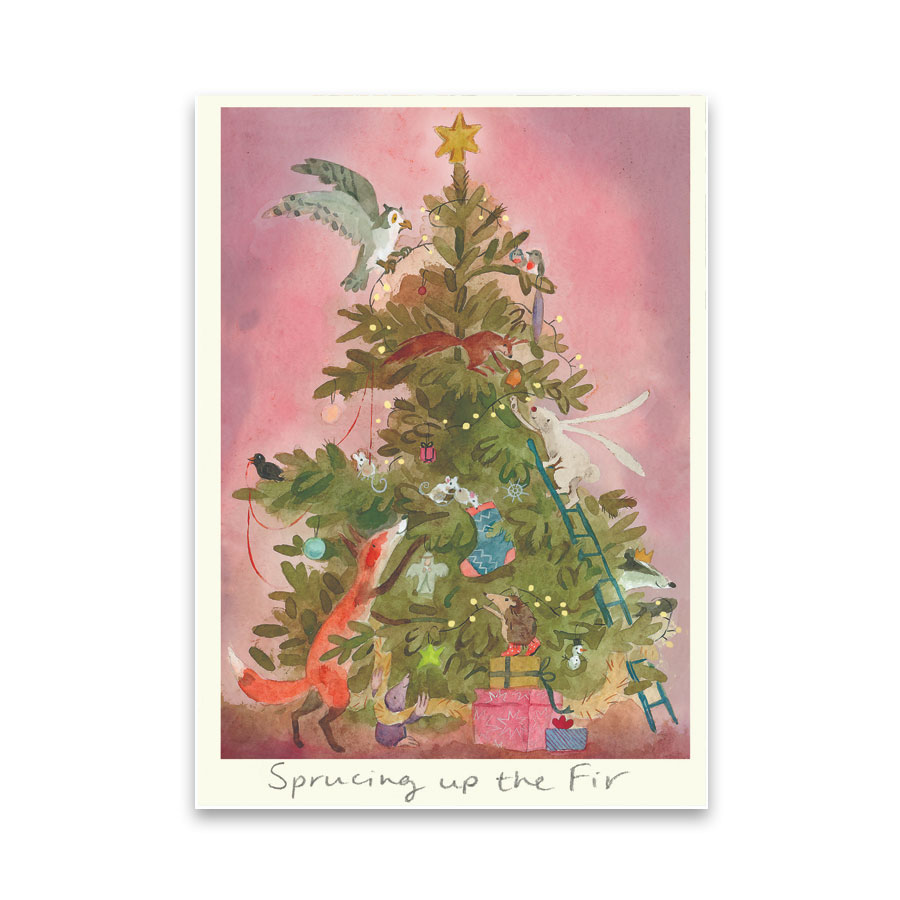 Two Bad Mice Doppelkarte Weihnachten "Sprucing Up the Fir " von Two Bad Mice , Anna Shuttlewood