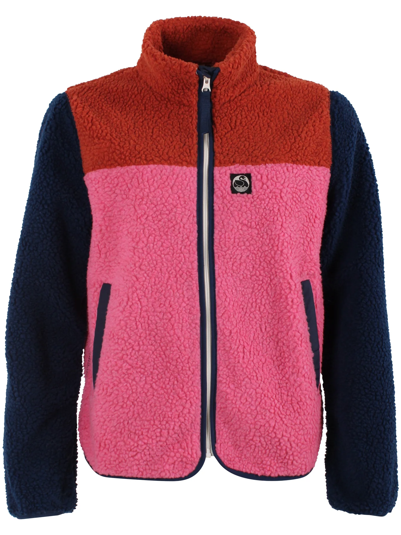 Danefae Danebirk Fleece Zip-Up Chili/Soft Cherry/Dark Navy, Teddy Jacke