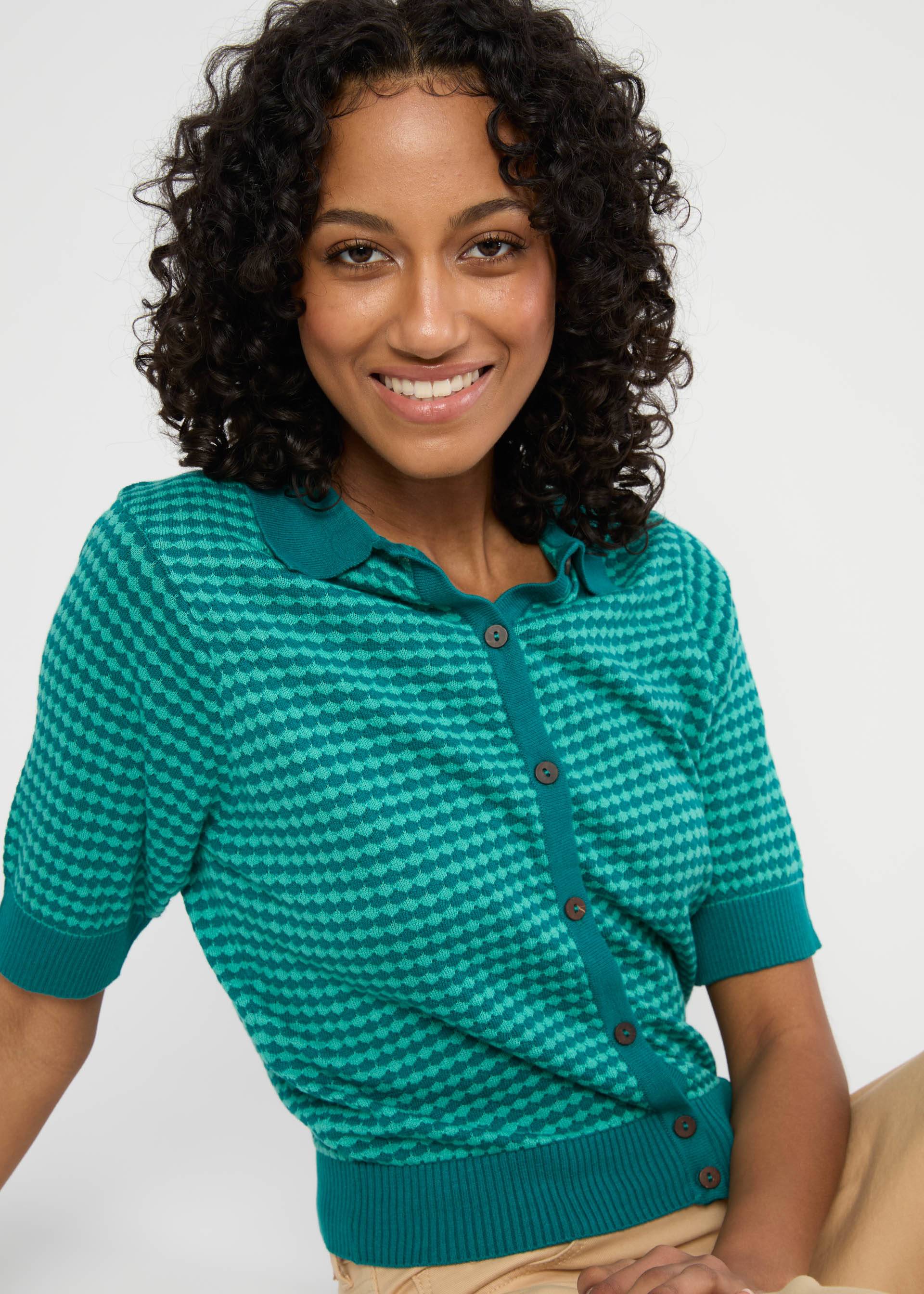 Blutsgeschwister Shirt Petite Poloette, Farbe: mixed dots blue petrol