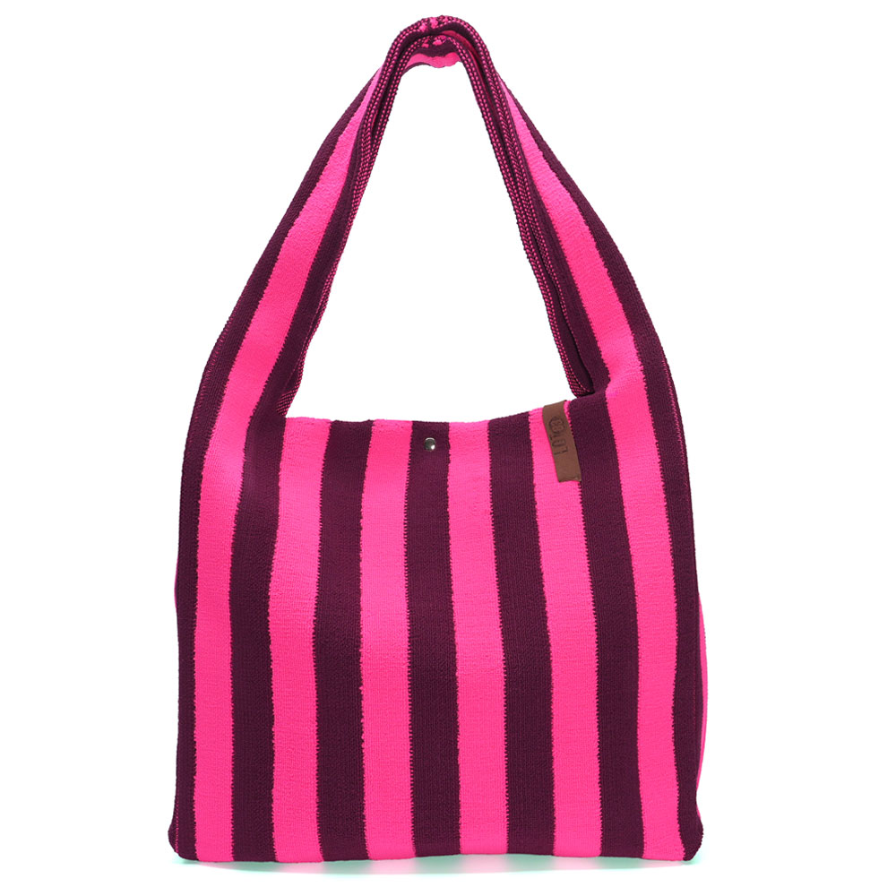 LOT83 Shopper Lois 130, Streifen Aubergine-Pink, ca.  45 x 35 cm , kuschelig