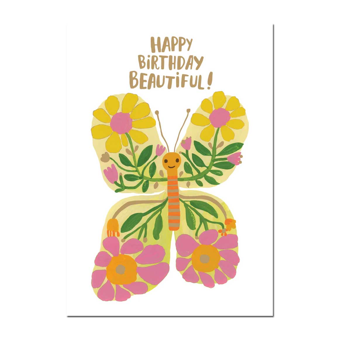 Roger la Borde Doppelkarte "Happy Birthday Beautiful!",  Geburtstag, Schmetterling