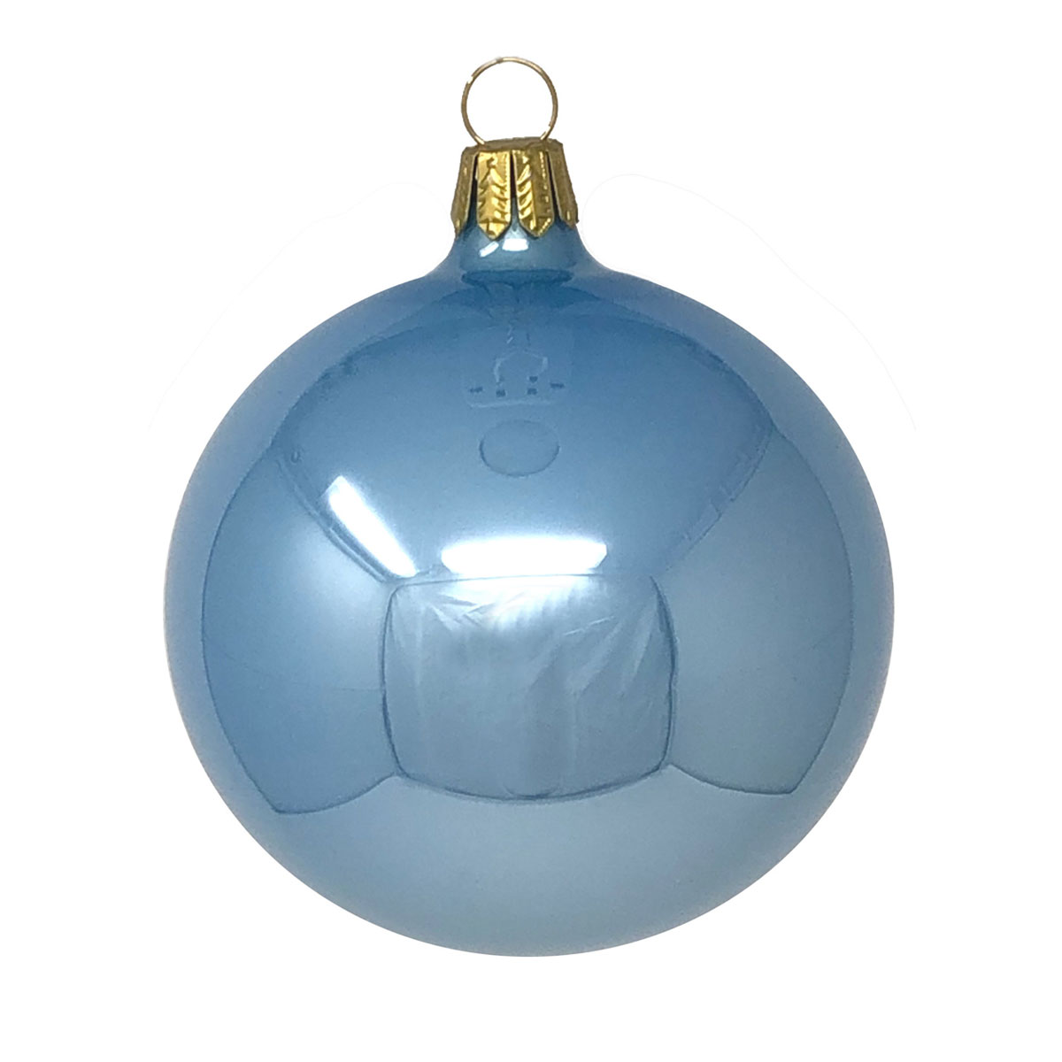 Christbaumkugel baby blau opal, D. 8cm  von der Oberfränkischen Glasmanufaktur, Weihnachtskugel