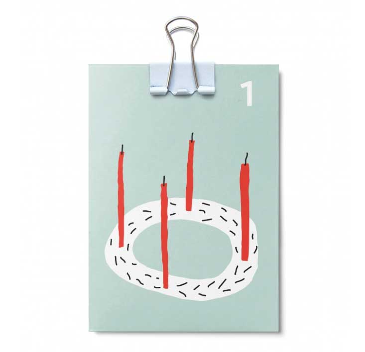  Mini Kärtchen für ADVENTSKalender von Annika Kelm, Unter Pinien   , 24 Stück im Set