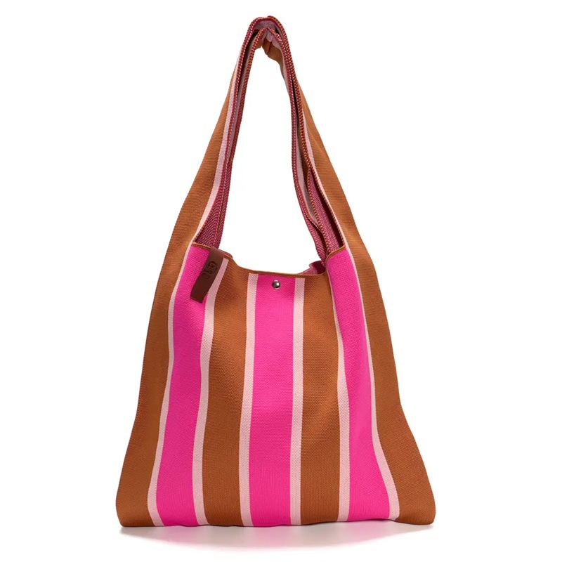 LOT83 Shopper Lois 90, Big Stripes Braun-Pink ca.  45 x 35 cm   