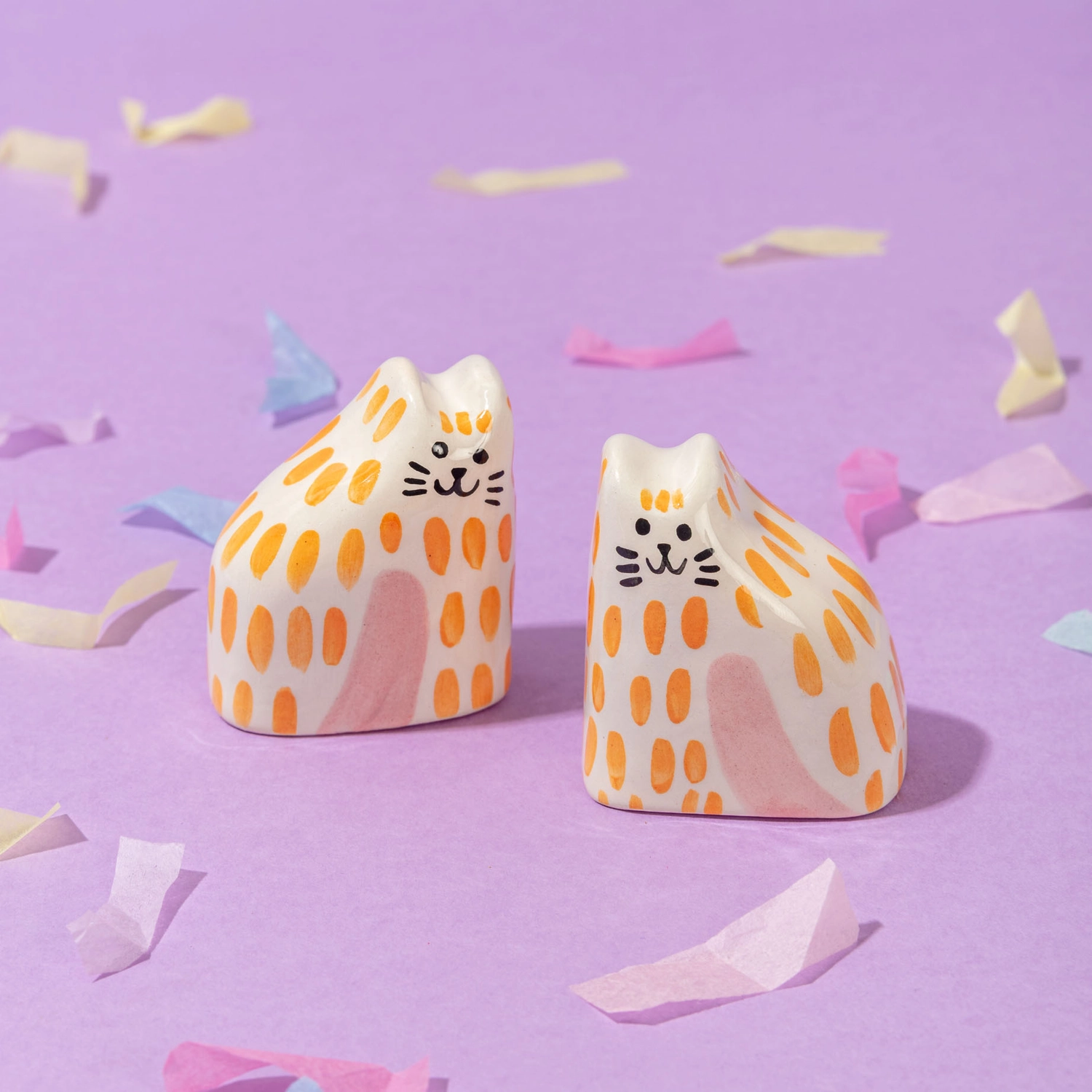 Ana Seixas Katze klein Orange aus Portugal, Keramik ca. 4 - 5 cm, Handgefertigt  