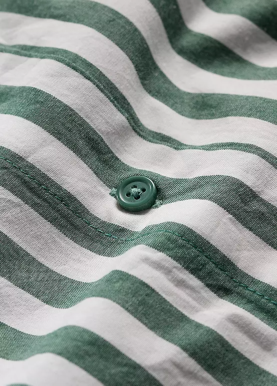 % SEASALT CORNWALL Kleid Harbour Movement Organic Cotton Shirt Dress, Farbe Mini Scallion Dark Forage, grün gestreift % 