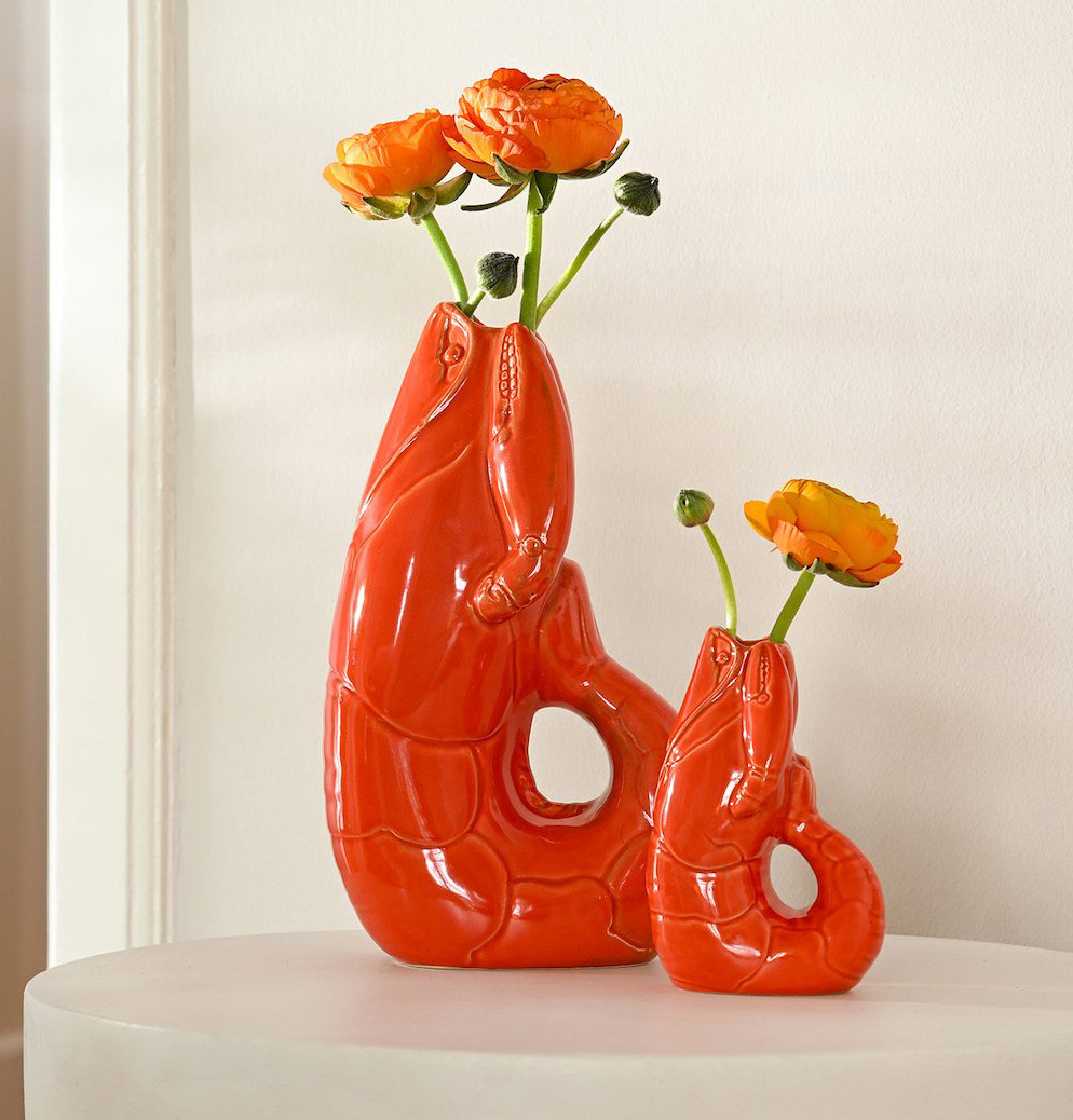 % Madame Crevette, Hummer, Vase, L, orangerot, Höhe ca. 32 cm
