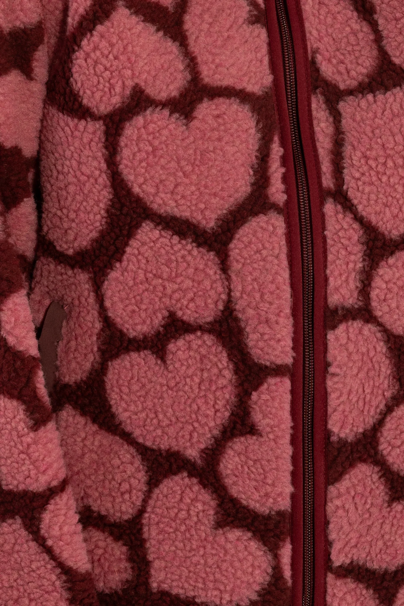 Danefae Danelabrador Fleece Zip-Up Dark Cherry HEARTTHROB, Teddy Jacke mit Herz