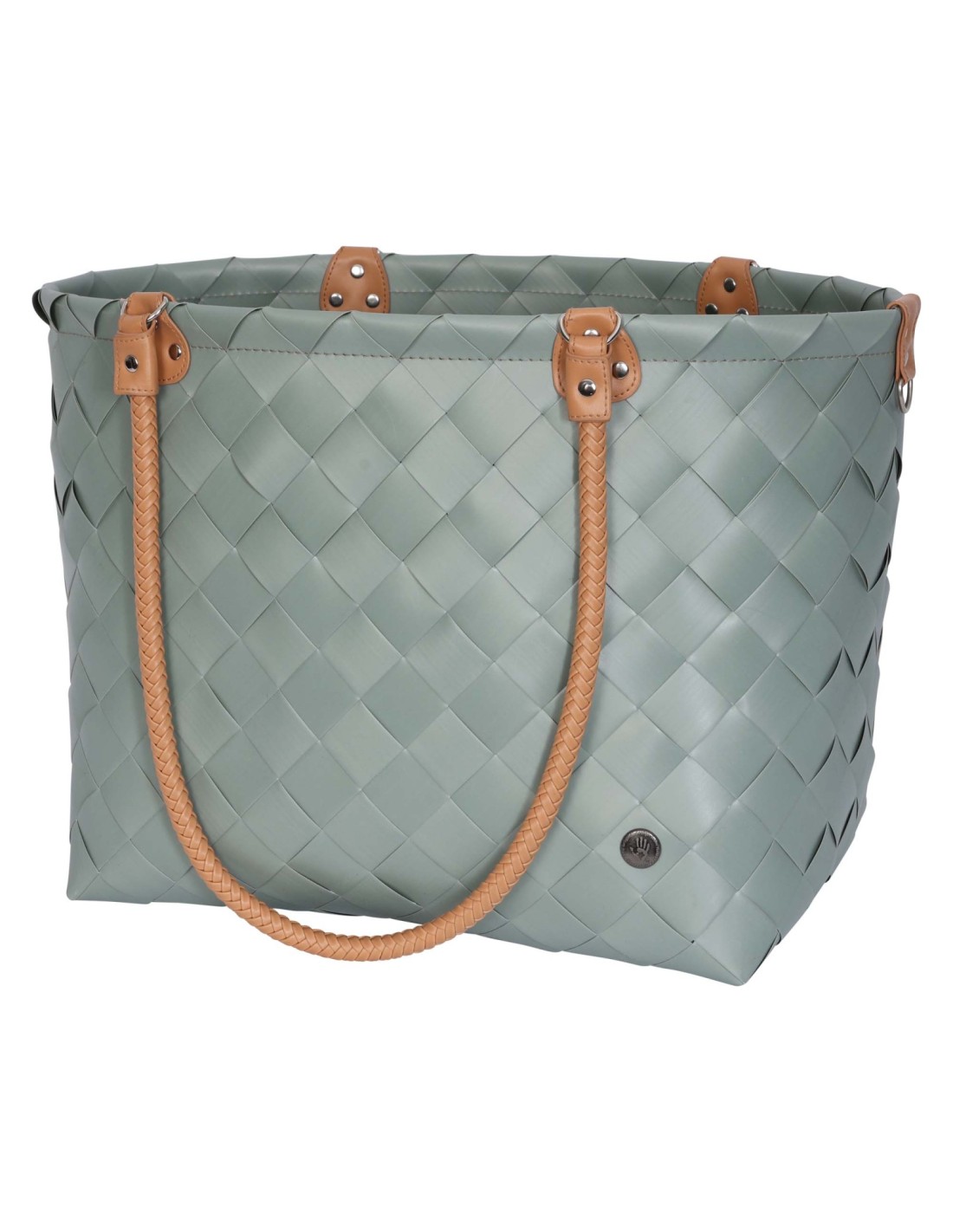 Handed By Sainte-Maxime Shopper, Freizeittasche fetter Riemen mit PU Griffen Größe XL, Farbe: sage green