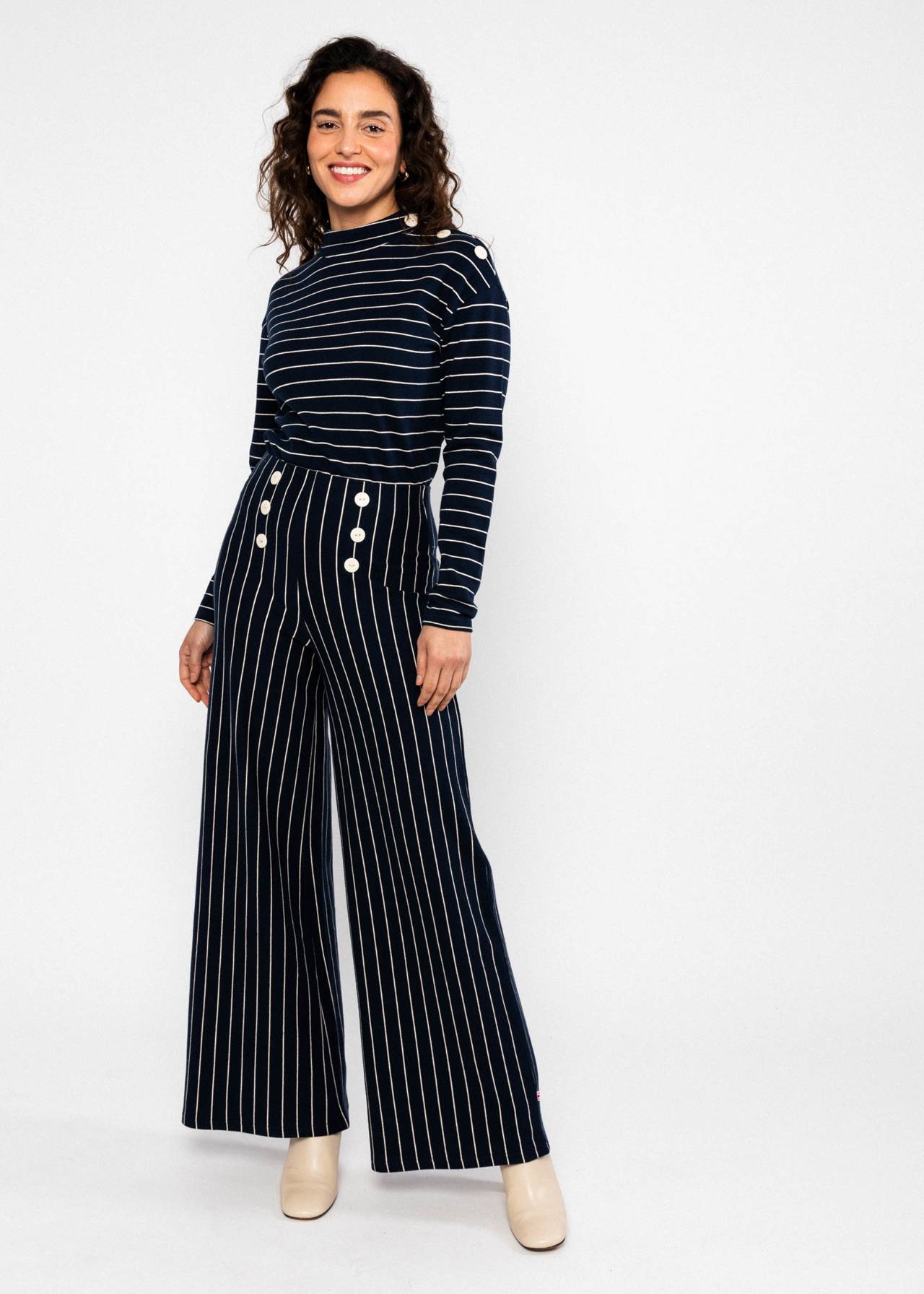 Blutsgeschwister High-Waist-Hose Stereo Rainbow Sailorette, blue line stripes