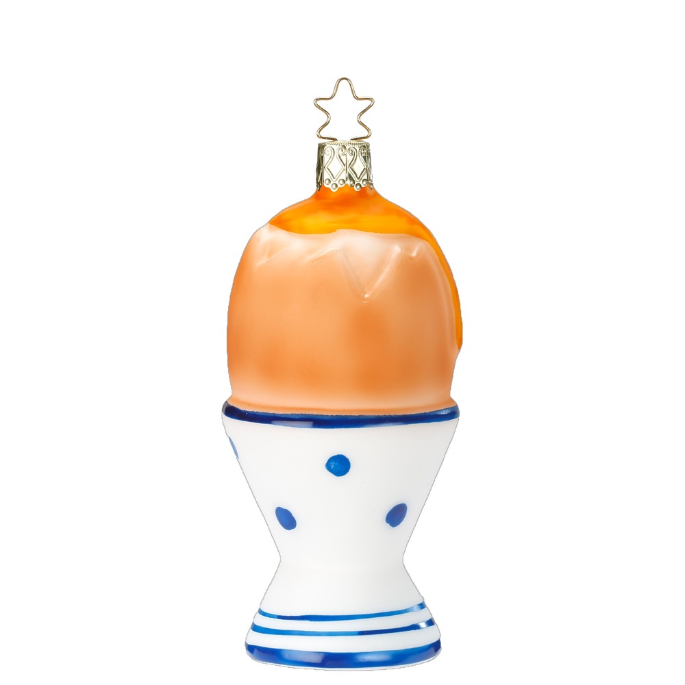 Inge Glas Frühstücksei Christbaumschmuck Baumschmuck , Weihnachtskugel Ei im Eierbecher, ca. 10 cm