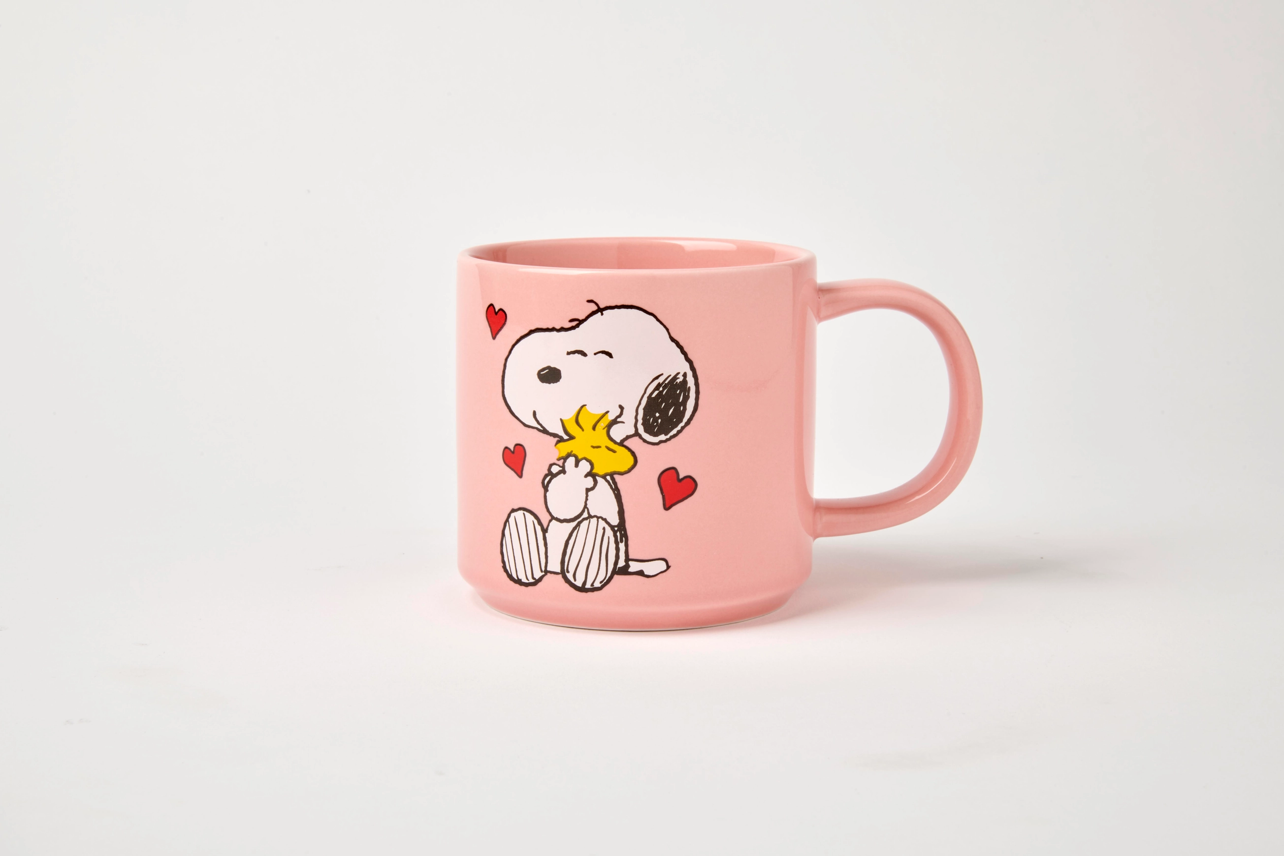 The Peanuts Becher "LOVESONG", Snoopy & Woodstock in Love Tasse, ca. 330 ml  , Rosa
