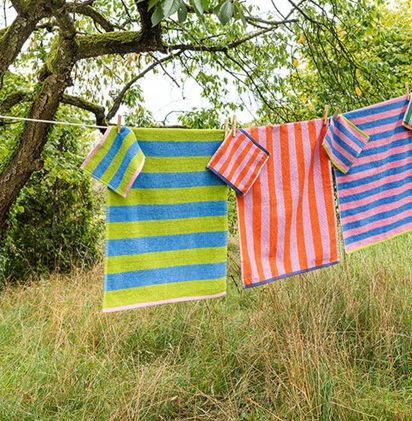 Frottee Geschirrtuch STRIPES Blau/Rosa, ZESTLINE, GOTS Organic 