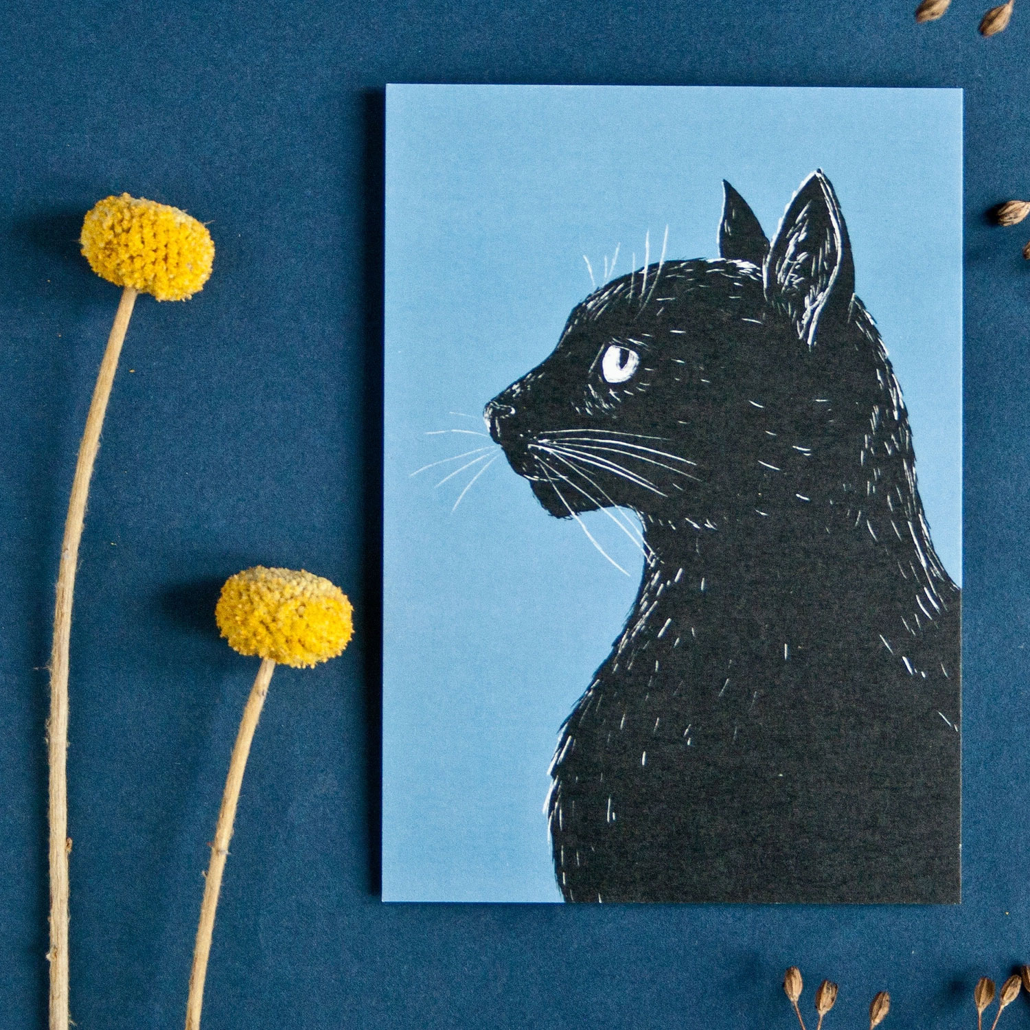 Postkarte Katze im Profil von Katja Rub