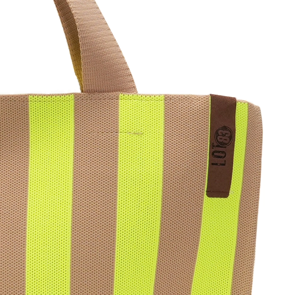 LOT83 Shopper Lara 59, Streifen Zitrone-Beige, ca. 46x12x38 cm
